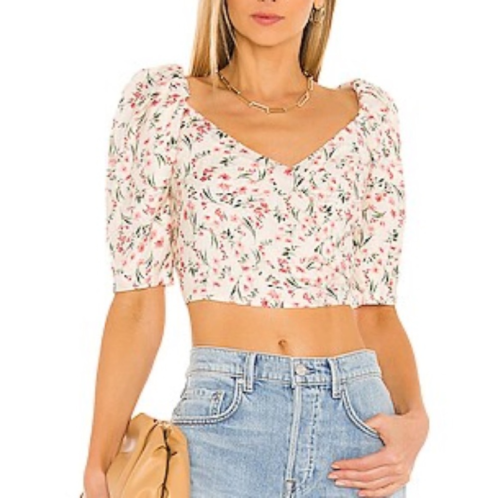 MINKPINK Floral V-Neck Crop Top